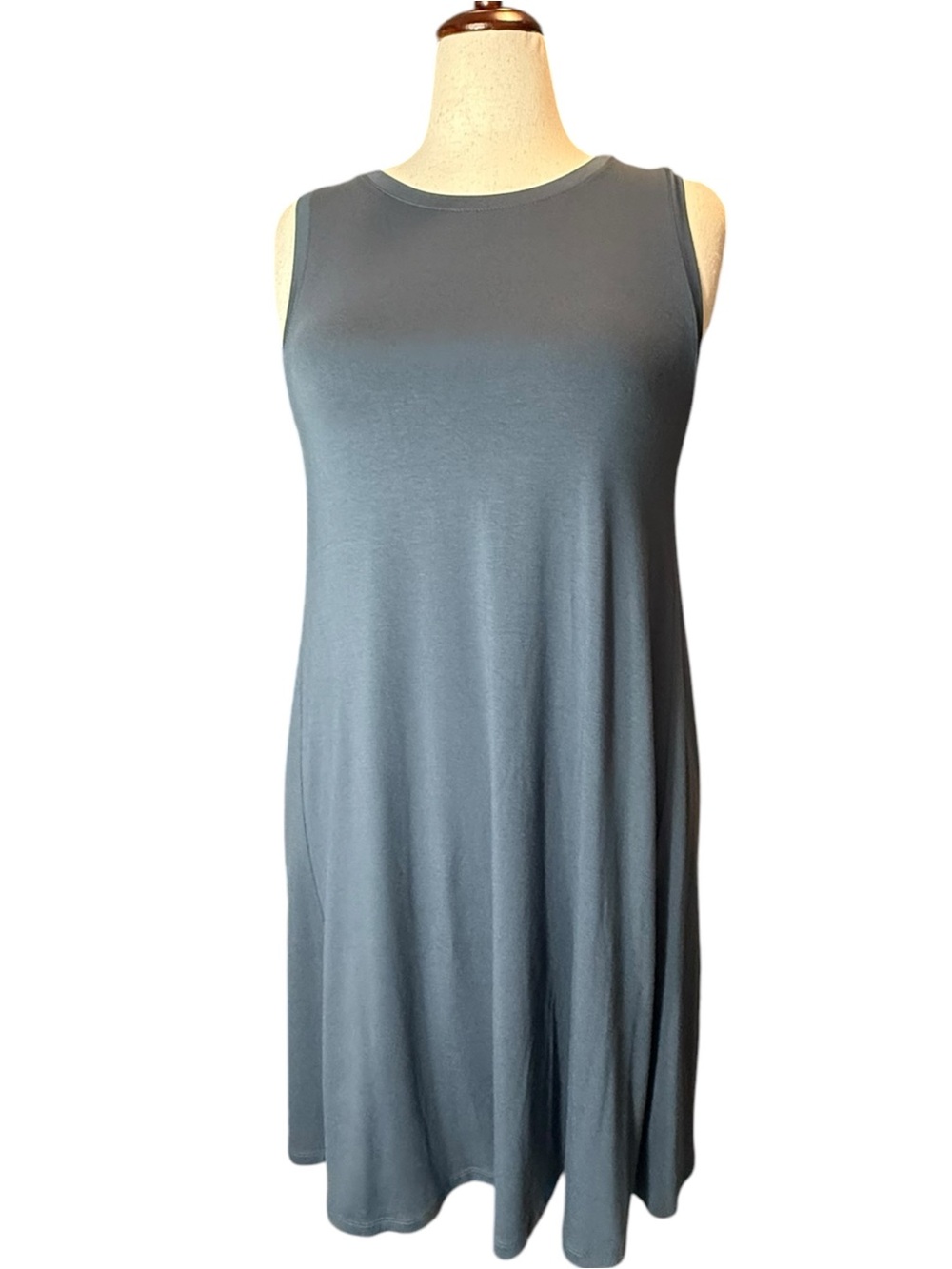 LOFT Sleeveless Gray-Blue Midi Dress – Size Large – New With Tags